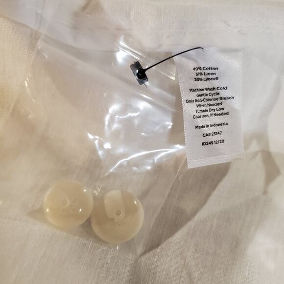 Talbots NWOT Classic Field Linen Cotton Tie Waist Button Jacket Size 3X White - Picture 7 of 9